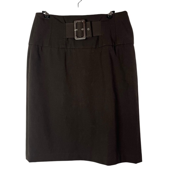 Grace Elements Dark Brown Belted Knee Length Pencil Skirt 6 - Picture 1 of 3